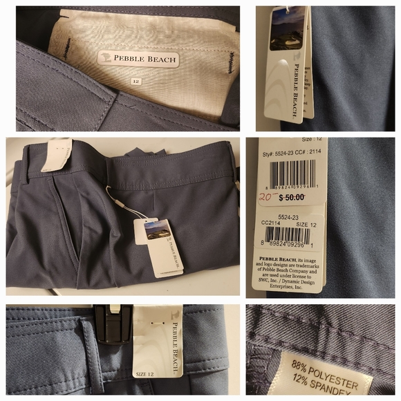 NWT- Pebble Beach Golf Capri Performance Pants Size 12. 👖 Blue - Picture 8 of 13